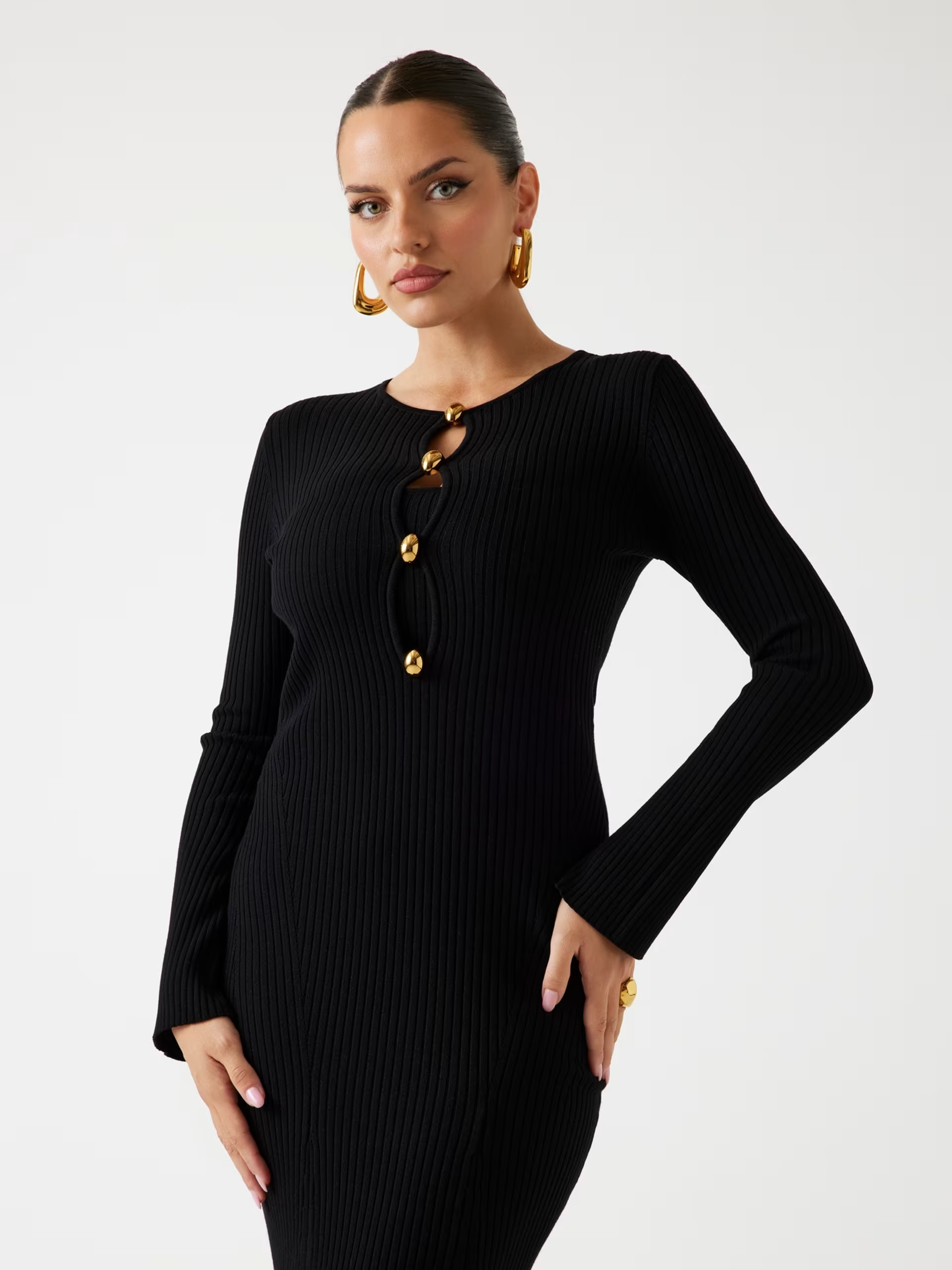 Vestido AGATHE em Malha Comprido Preto - Guess Marciano 3