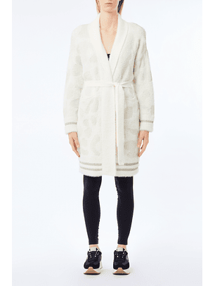 Casaco em Malha Branco com Animal Print - LIU JO