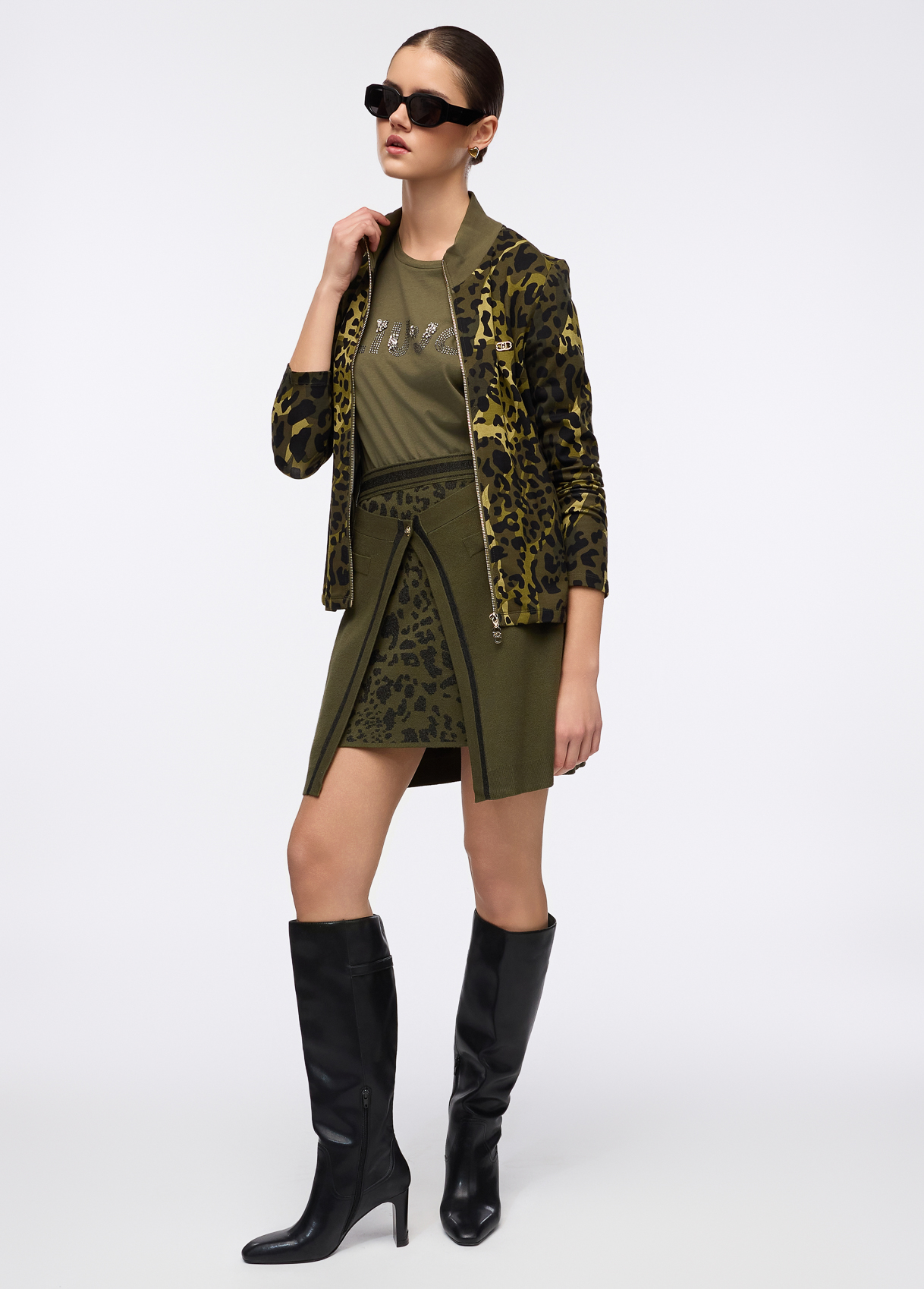 Saia em Malha Verde com Animal Print - LIU JO  3