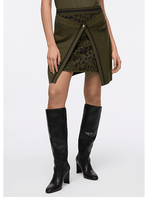 Saia em Malha Verde com Animal Print - LIU JO 