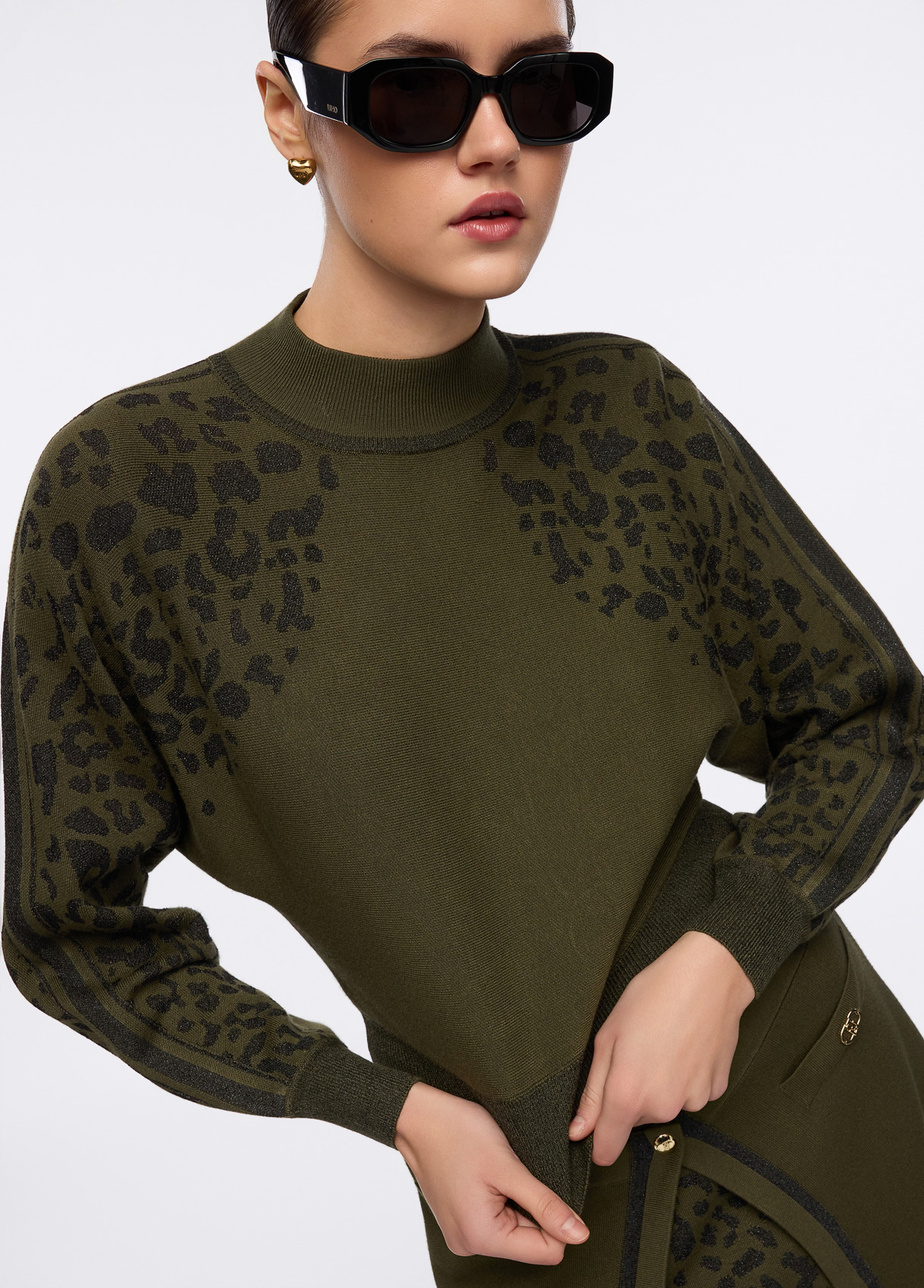 Camisola em Malha Verde com Animal Print - LIU JO  2
