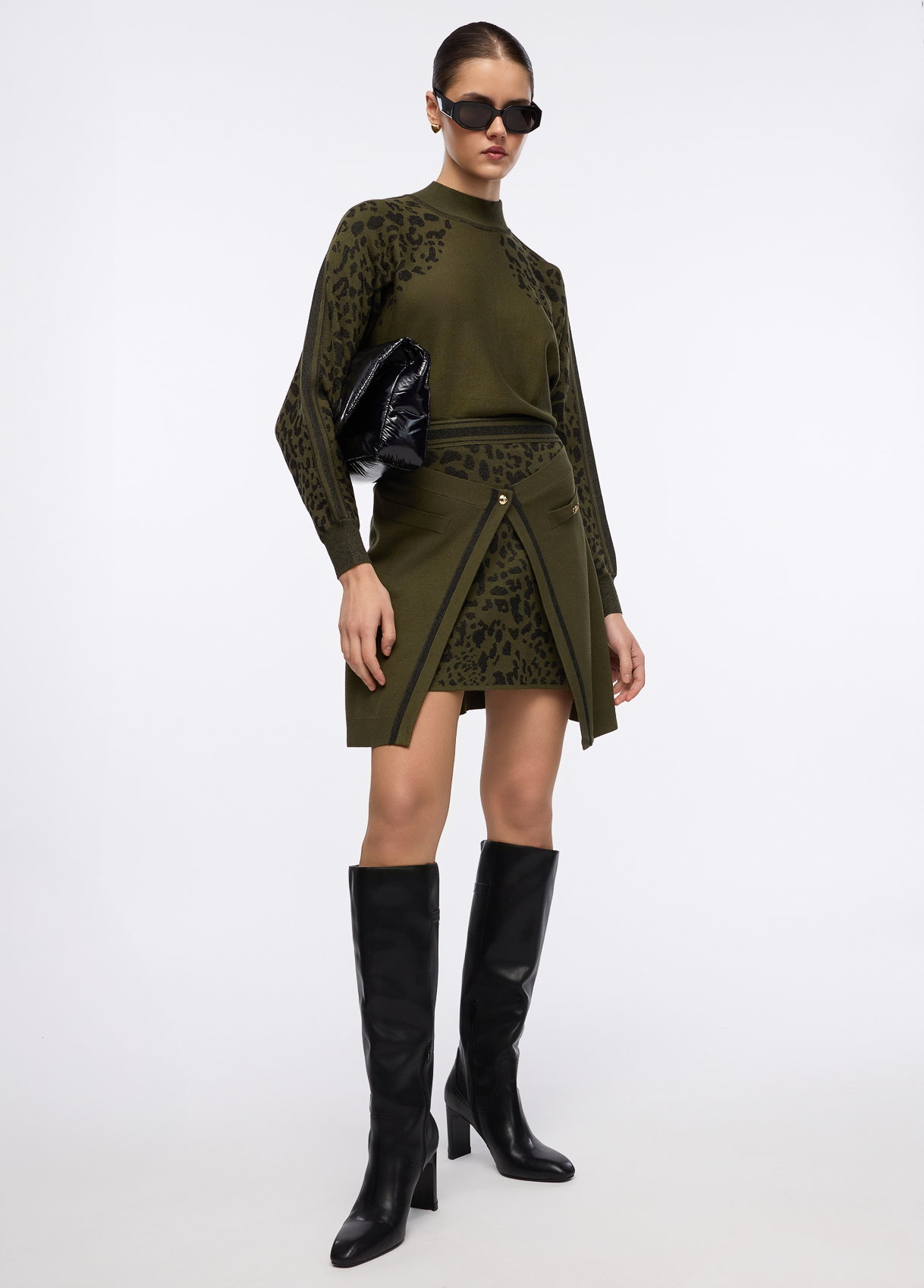 Camisola em Malha Verde com Animal Print - LIU JO  4