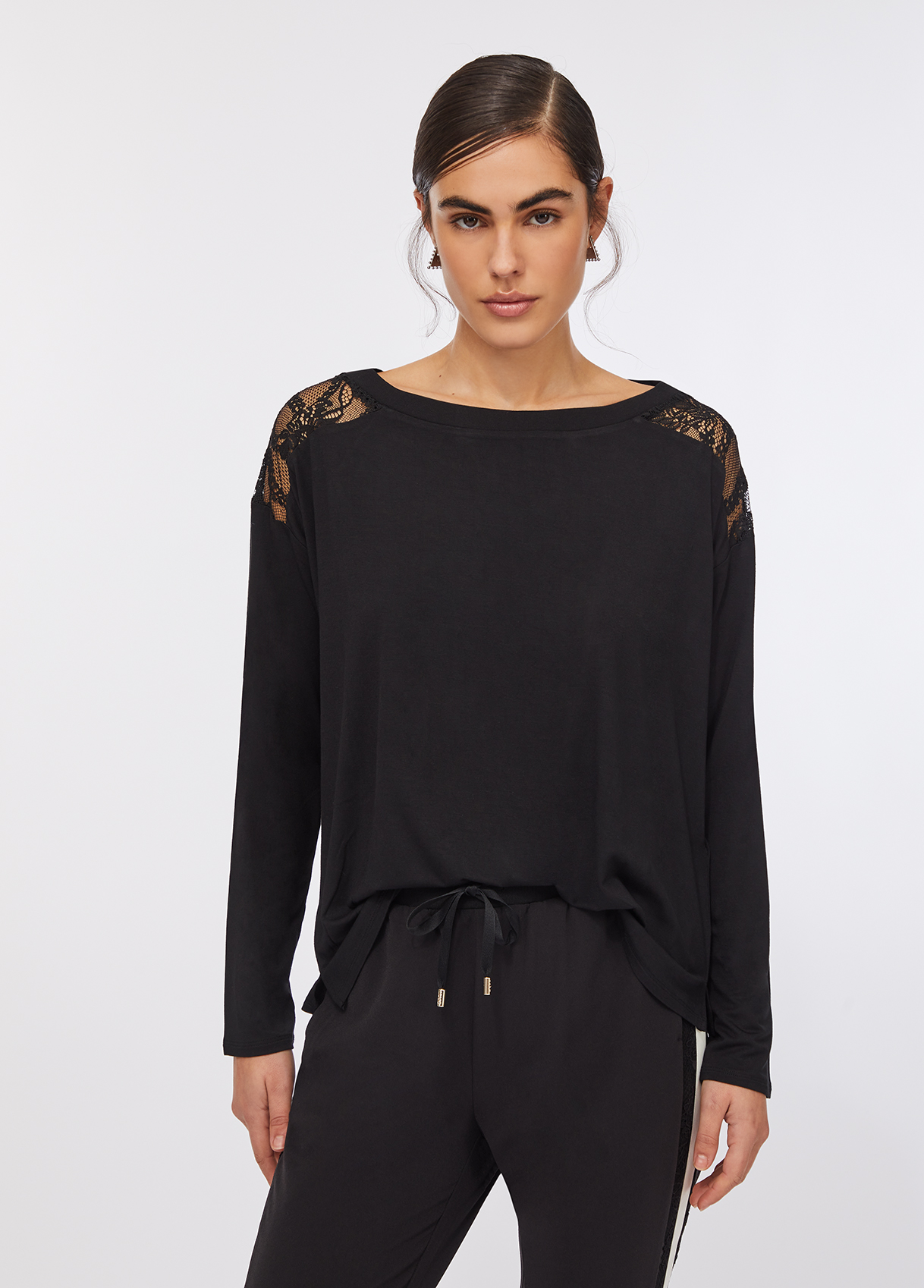 Camisola em Viscose com Renda Preta - LIU JO  1