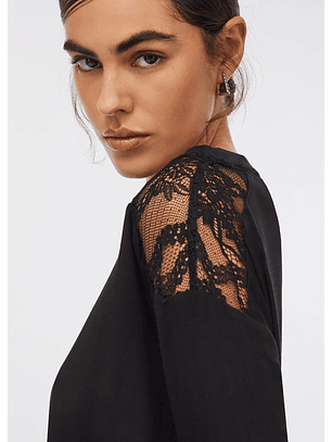 Camisola em Viscose com Renda Preta - LIU JO 