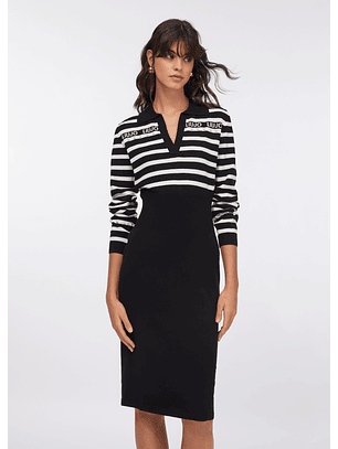 Vestido De Malha Preto com Riscas   - LIU JO