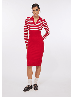 Vestido De Malha Vermelho com Riscas   - LIU JO