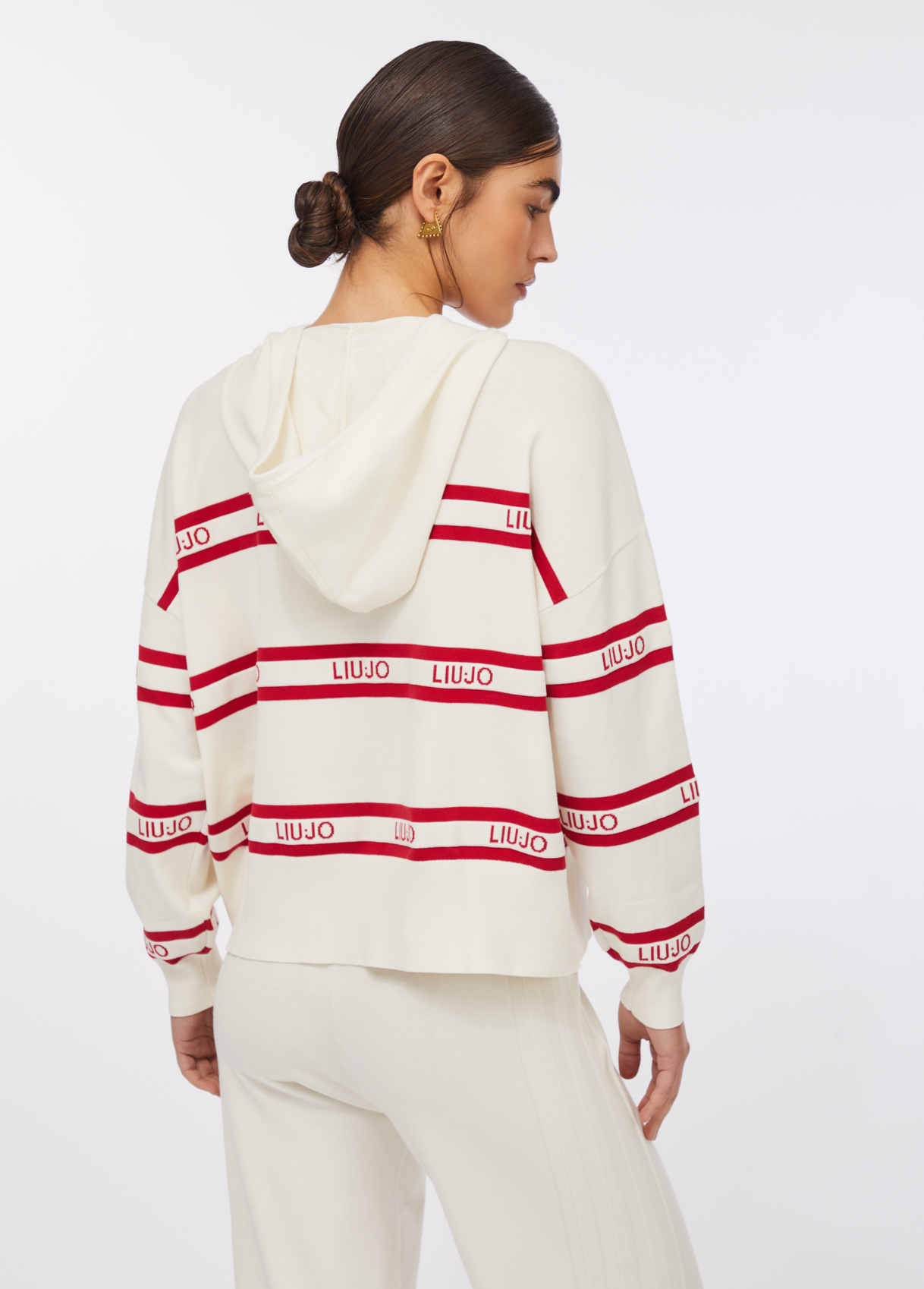 Camisola em Malha Branca Com Riscas Vermelhas - LIU JO 3