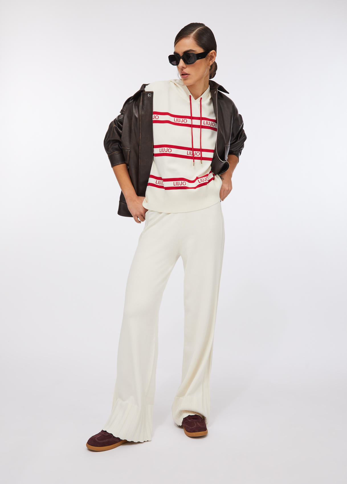 Camisola em Malha Branca Com Riscas Vermelhas - LIU JO 4