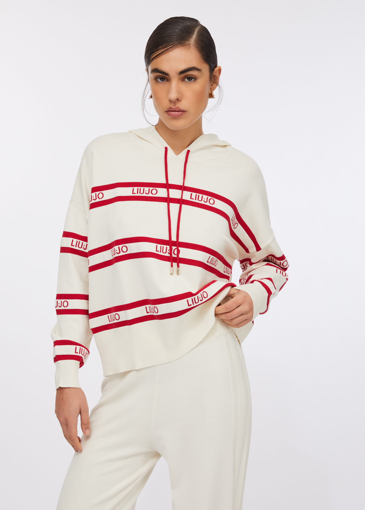 Camisola em Malha Branca Com Riscas Vermelhas - LIU JO 1