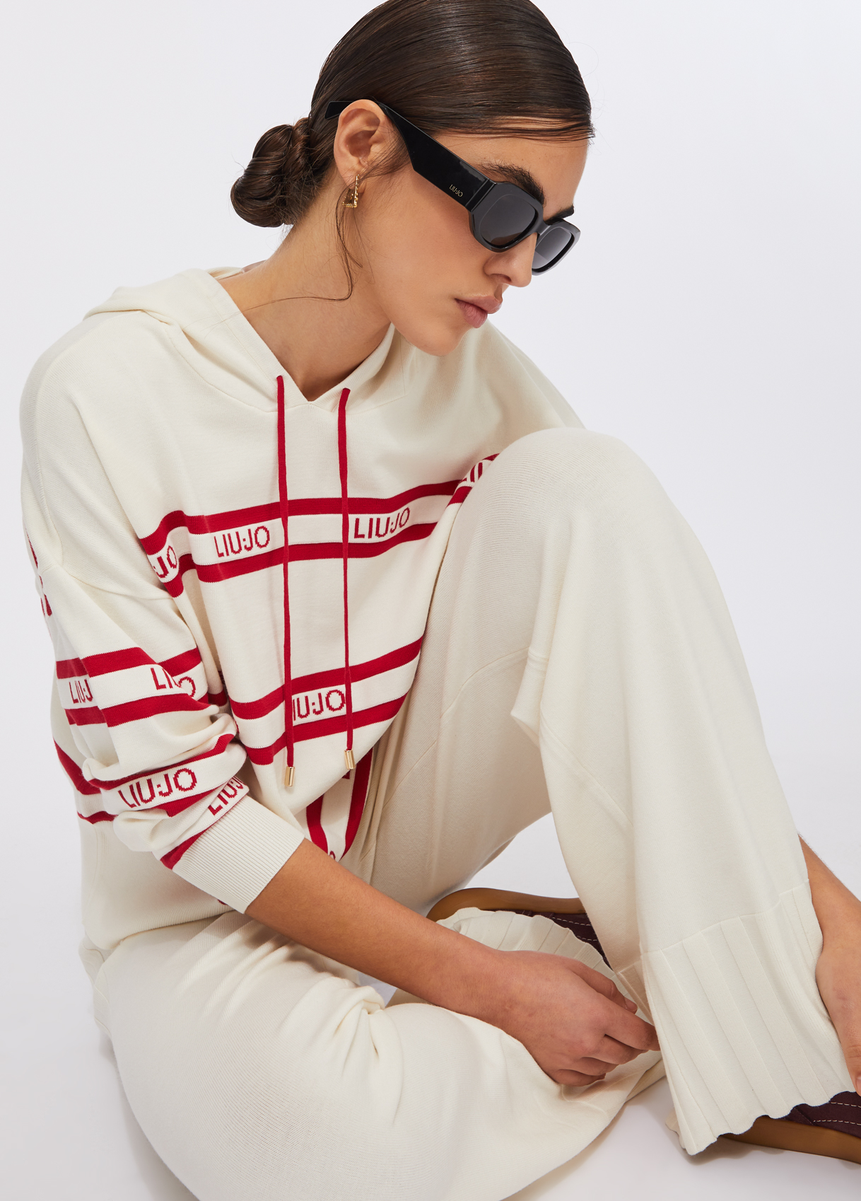 Camisola em Malha Branca Com Riscas Vermelhas - LIU JO 2