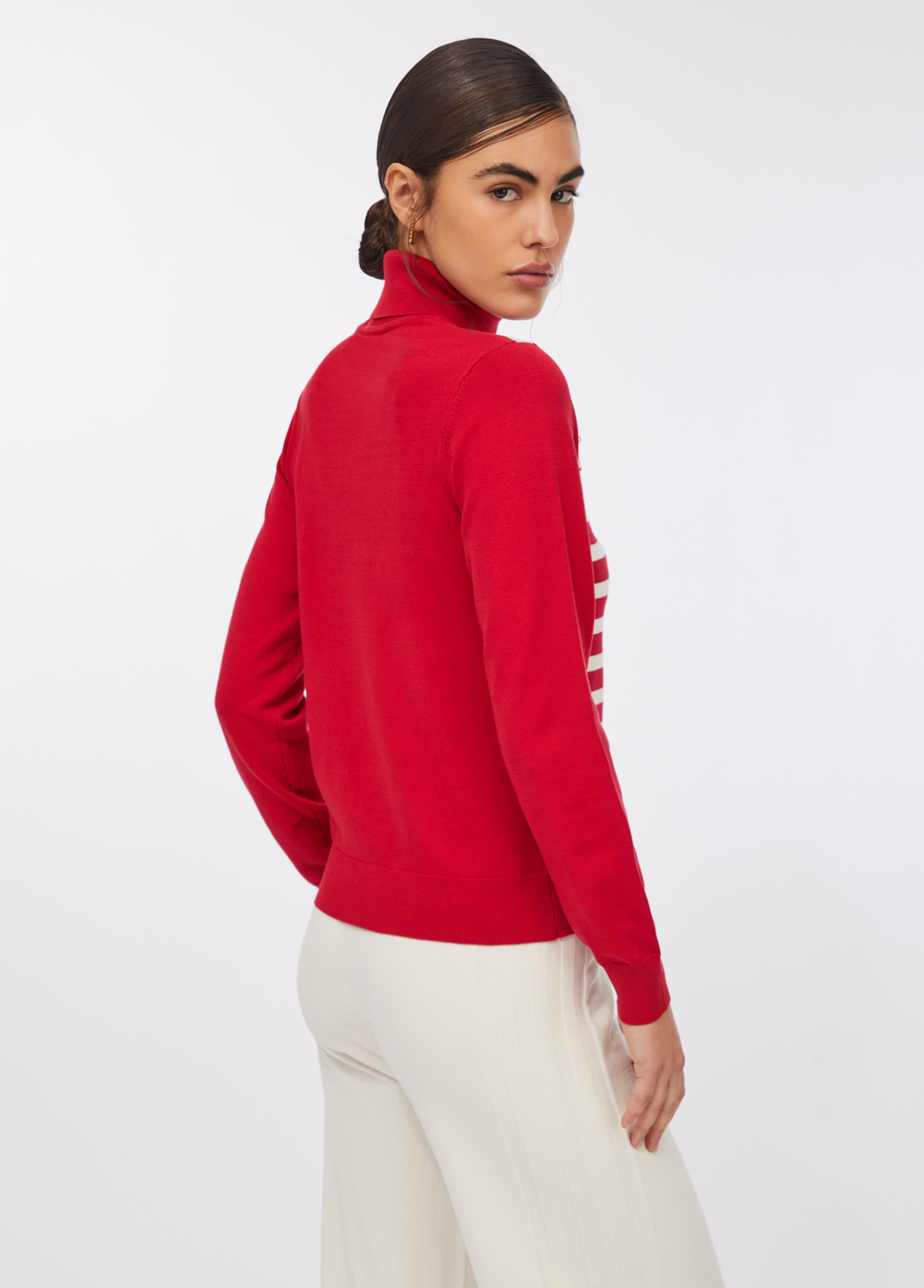 Camisola de Gola Alta em Riscas Vermelho E Branco - LIU JO  2