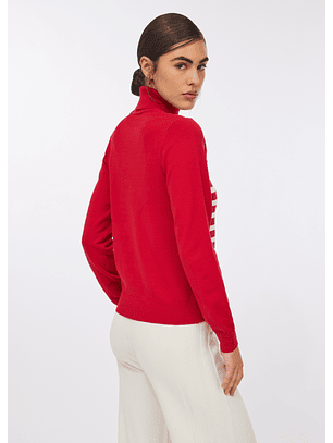 Camisola de Gola Alta em Riscas Vermelho E Branco - LIU JO 