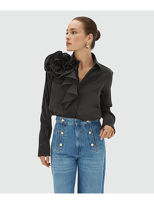 Camisa com Flor BRISA Preto - Josh V