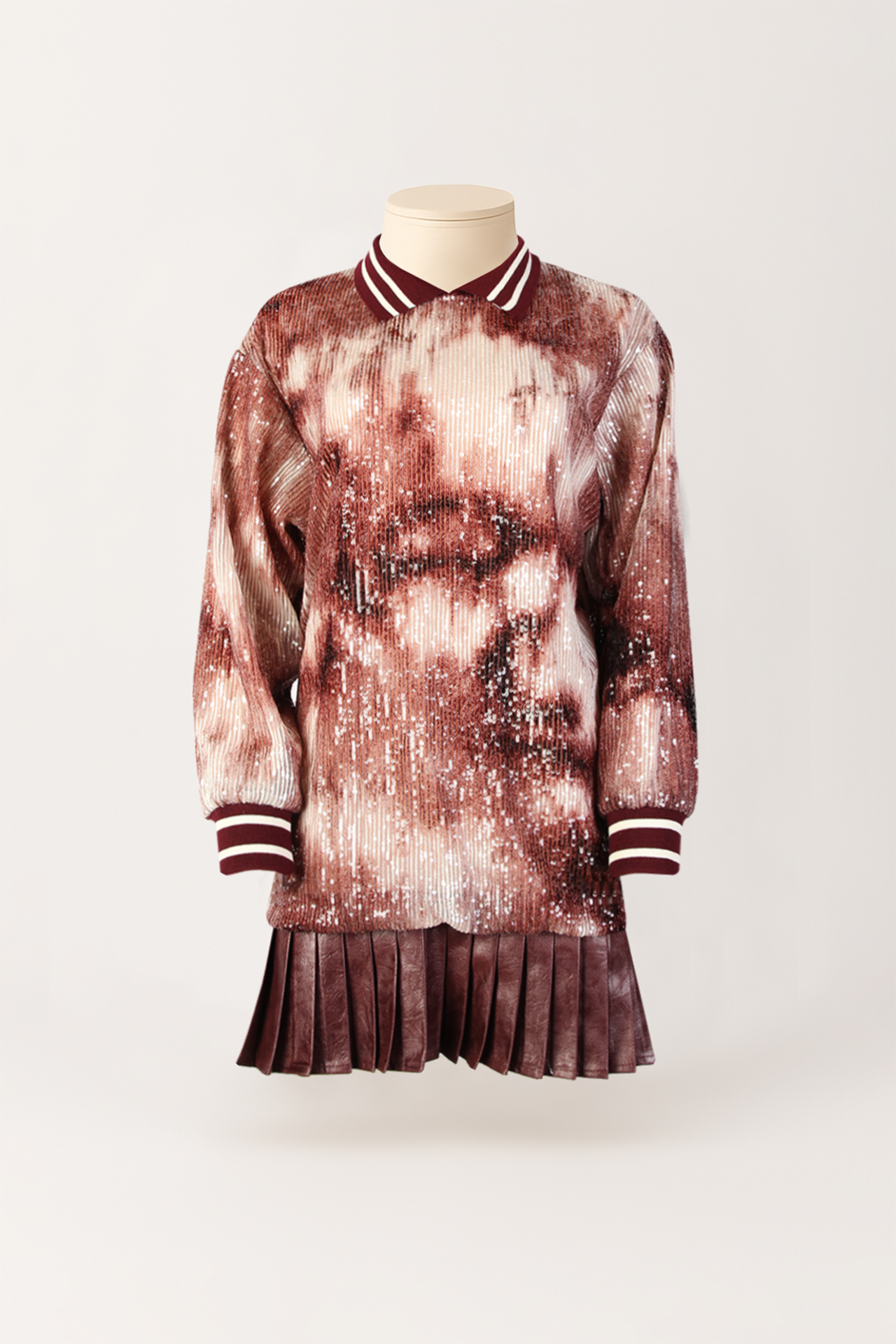 Vestido Curto com Latejoulas Bordeaux - SAHOCO  2