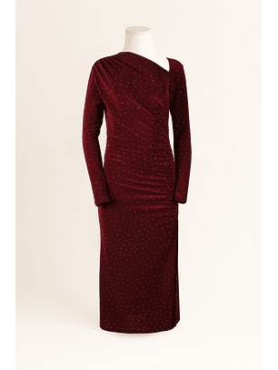 Vestido Justo em Veludo Bordeaux - SAHOCO 