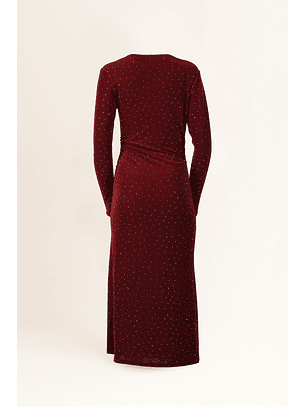 Vestido Justo em Veludo Bordeaux - SAHOCO 
