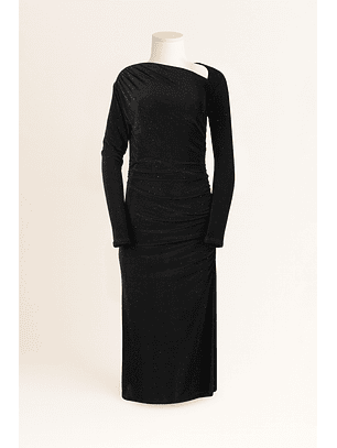 Vestido Justo em Veludo Preto - SAHOCO