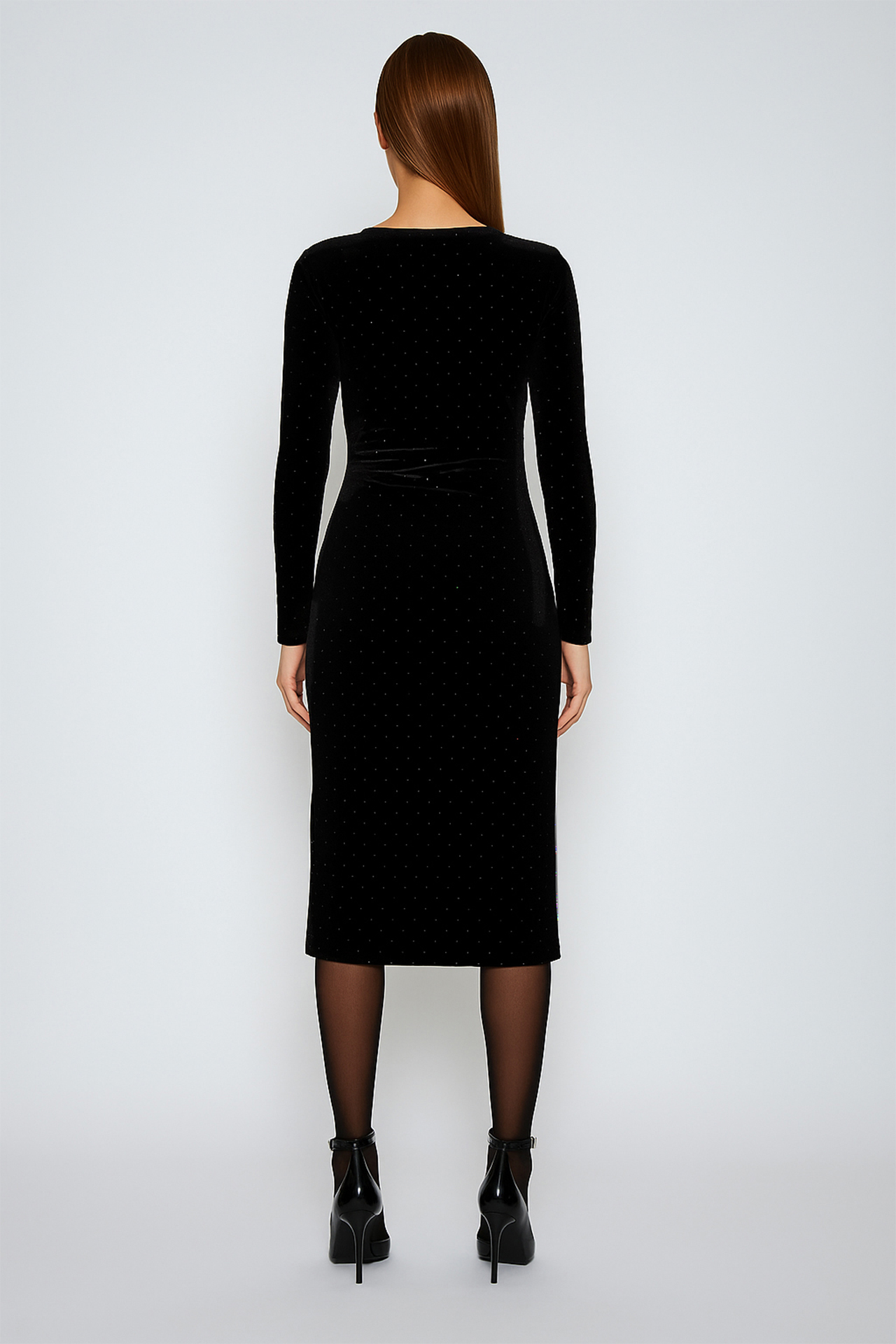 Vestido Justo em Veludo Preto - SAHOCO 3