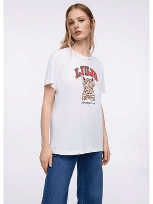 T-shirt Branca com Gato - LIU JO 