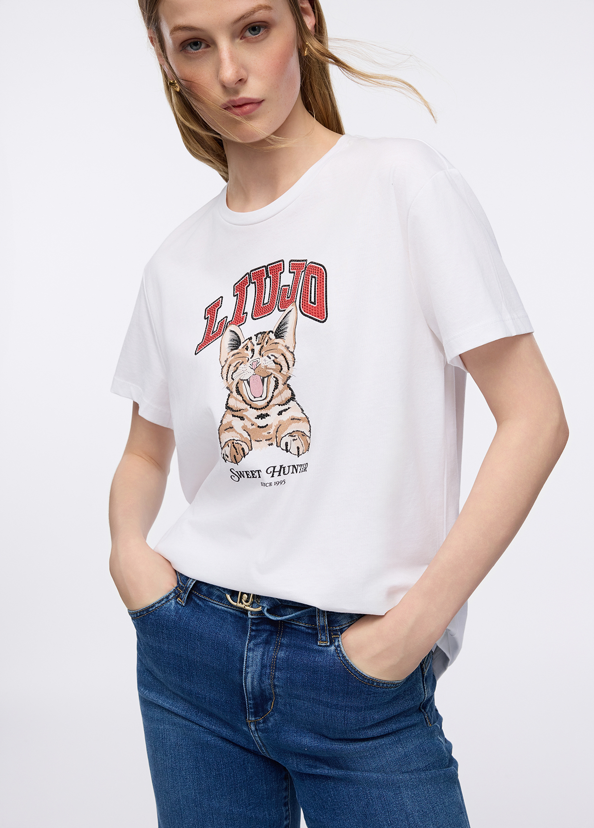 T-shirt Branca com Gato - LIU JO  1