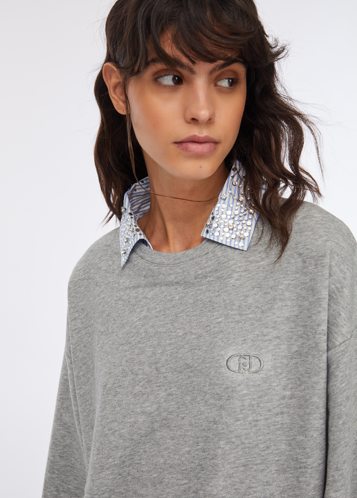 Sweatshirt Cinza com Gola Azul - LIU JO 2