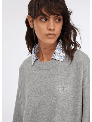 Sweatshirt Cinza com Gola Azul - LIU JO