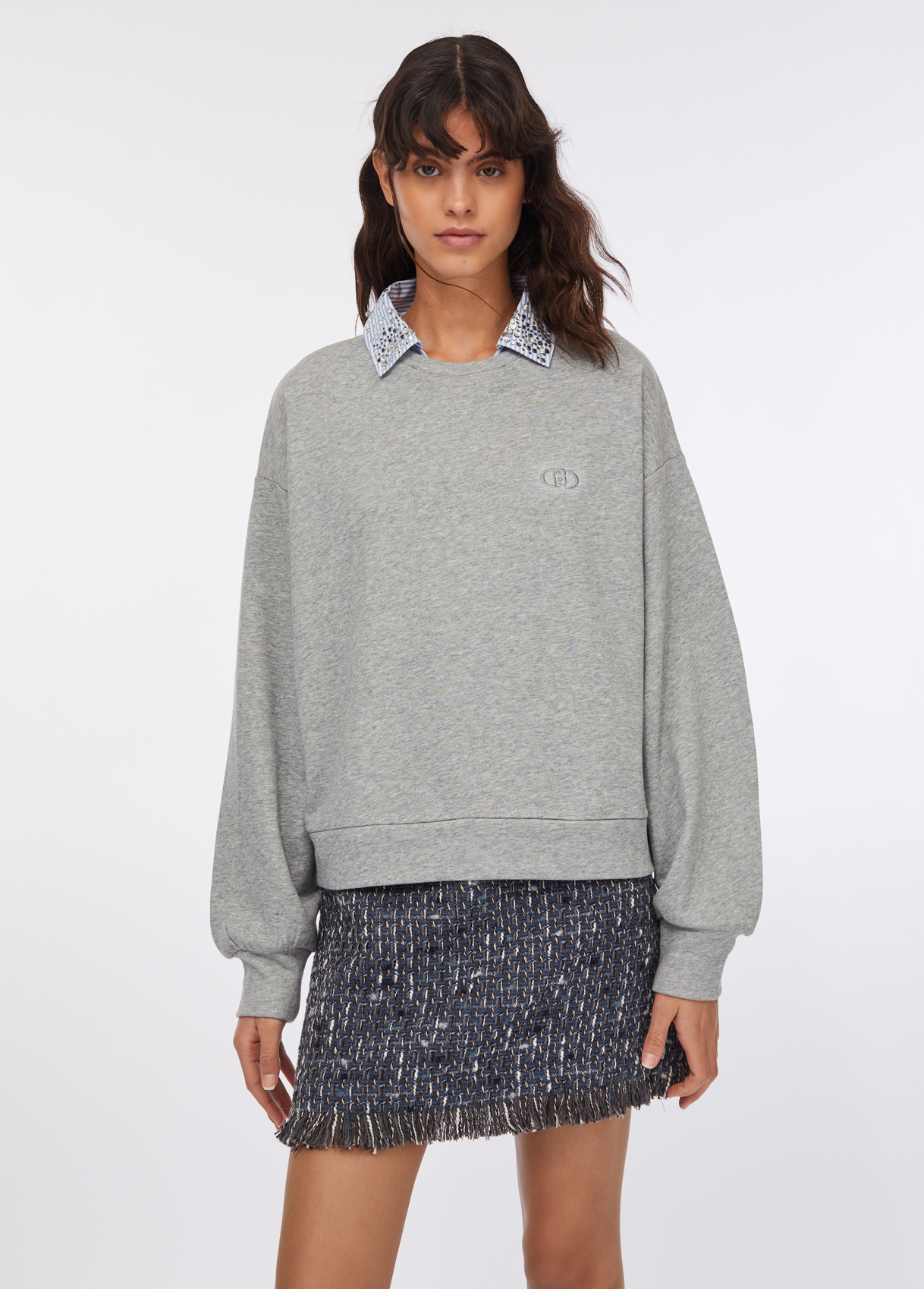 Sweatshirt Cinza com Gola Azul - LIU JO 1