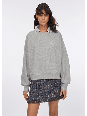 Sweatshirt Cinza com Gola Azul - LIU JO