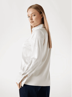 Camiseiro Acetinado em Strass AGNES Branco - Guess