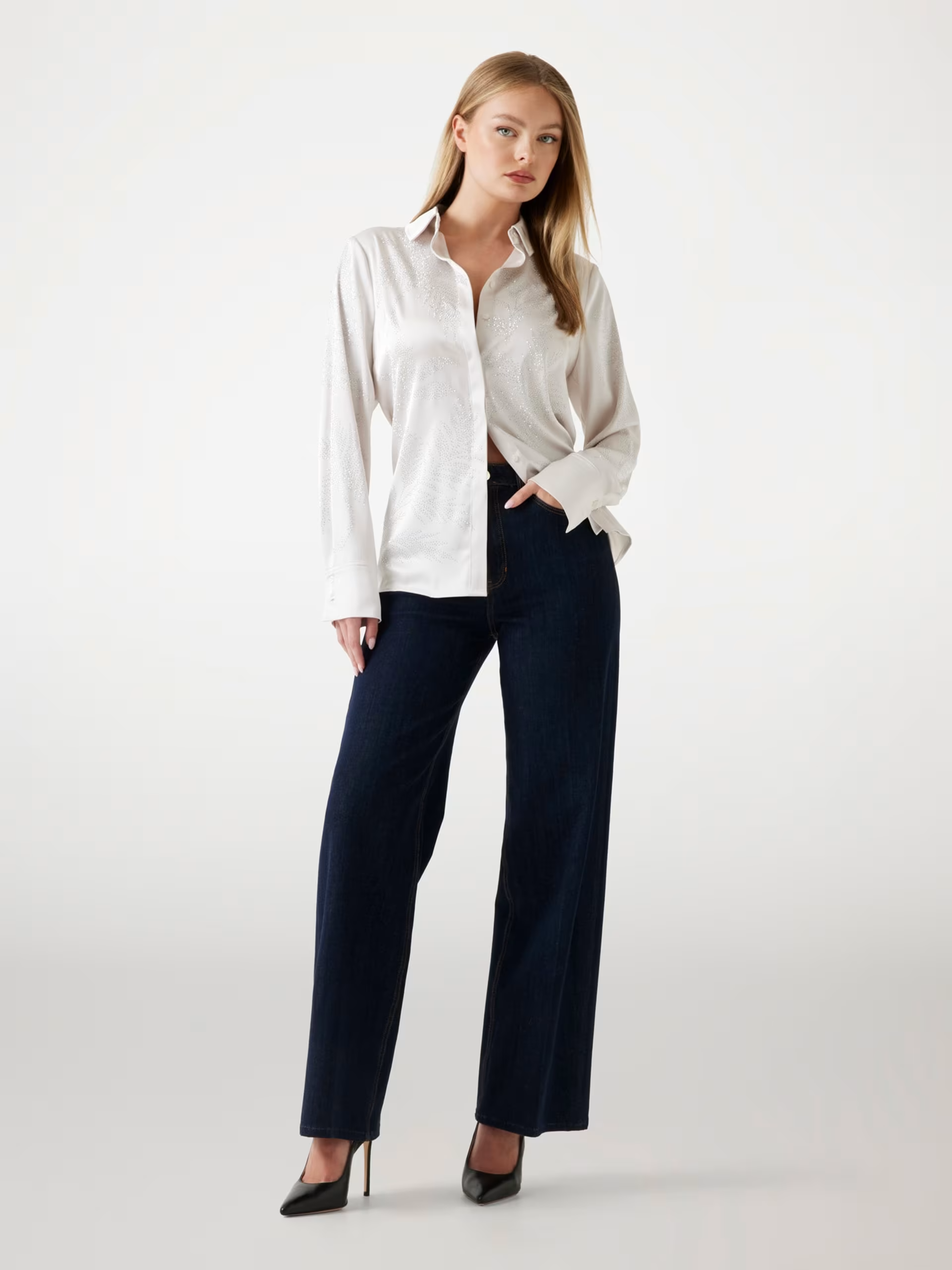 Camiseiro Acetinado em Strass AGNES Branco - Guess 4