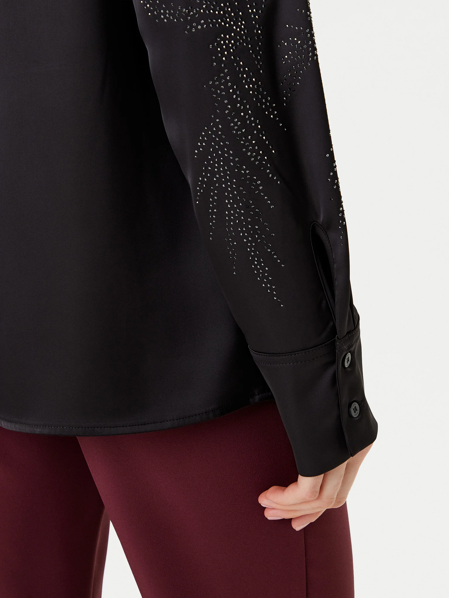 Camiseiro Acetinado em Strass AGNES Preto - Guess  3