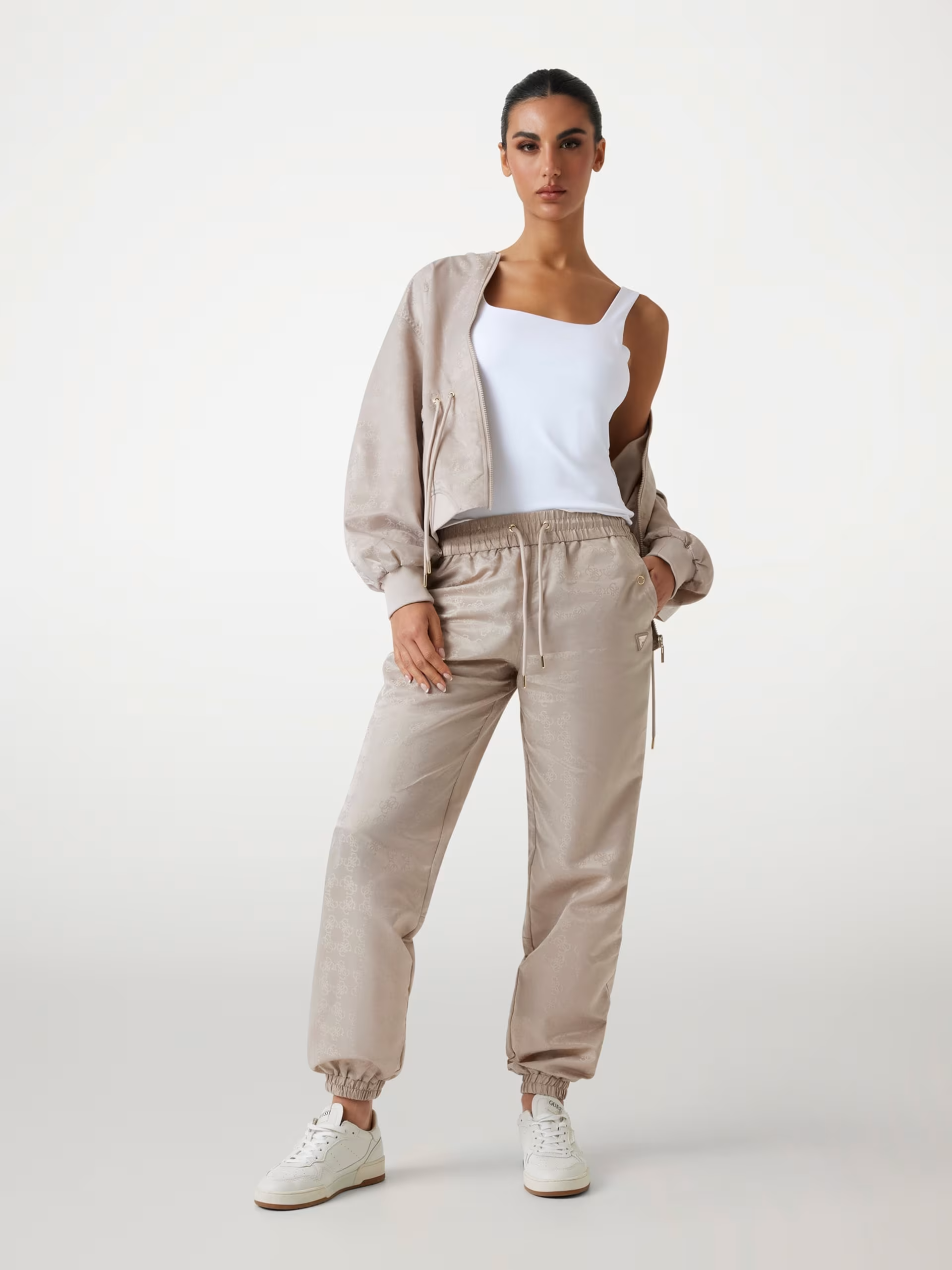 Calças com Punho e Logo Bege - Guess 2