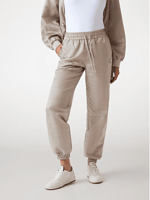 Calças com Punho e Logo Bege - Guess