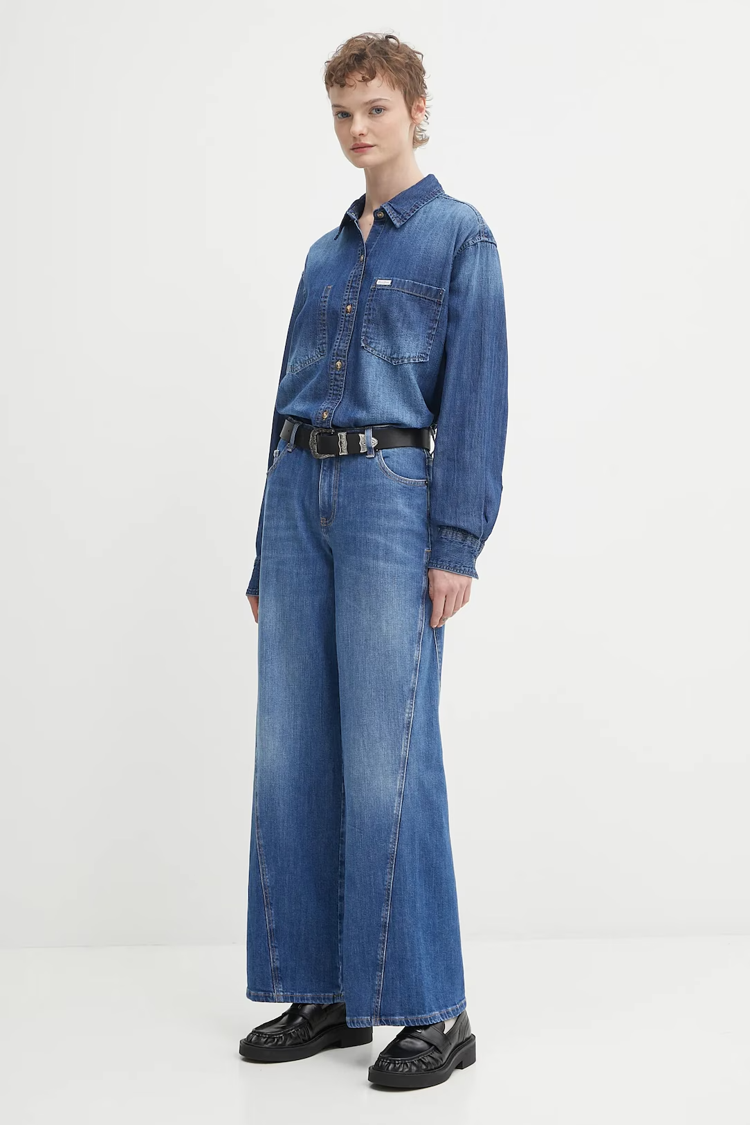 Calças Wide Leg com Costura em Ganga - Guess Jeans 2