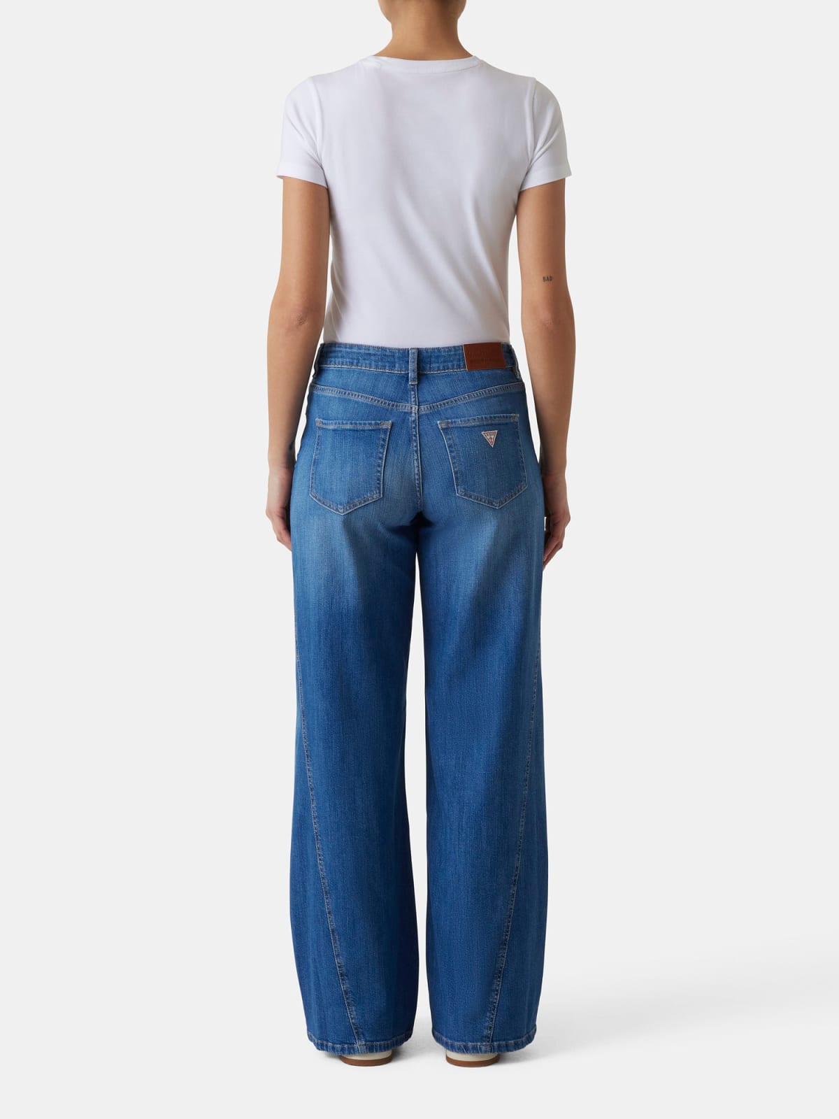 Calças Wide Leg com Costura em Ganga - Guess Jeans 6