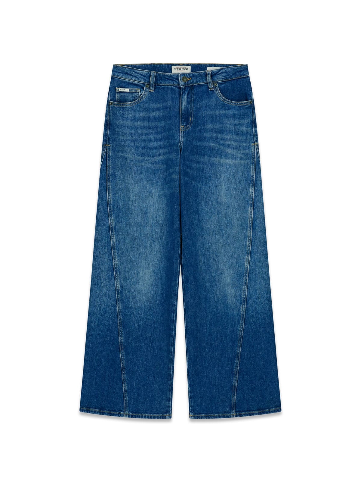 Calças Wide Leg com Costura em Ganga - Guess Jeans 7