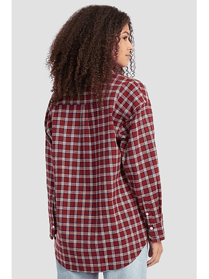 Camisa em Flanela Xadrez Bordeaux - Guess Jeans