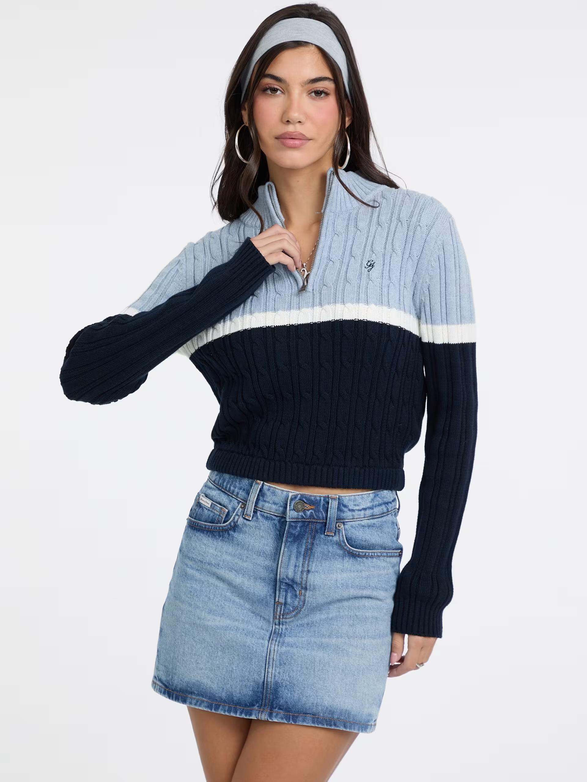 Camisola em Malha 3 Cores Azul - Guess Jeans 1