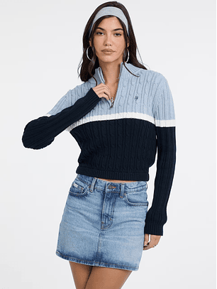 Camisola em Malha 3 Cores Azul - Guess Jeans