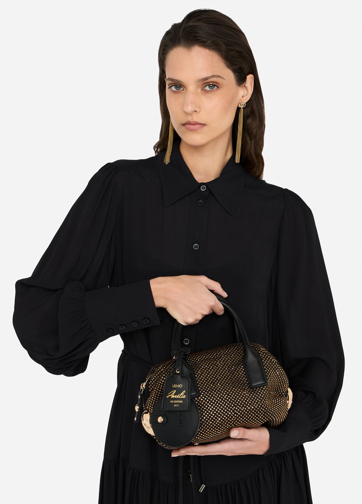 Mala de Mão Amélie Preta com Dourado  - LIU JO   5