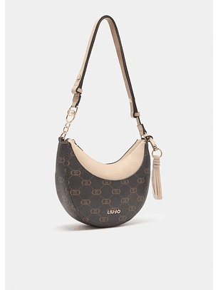 Mala de Ombro/Crossbody em Logo Castanho e Taupe - LIU JO 
