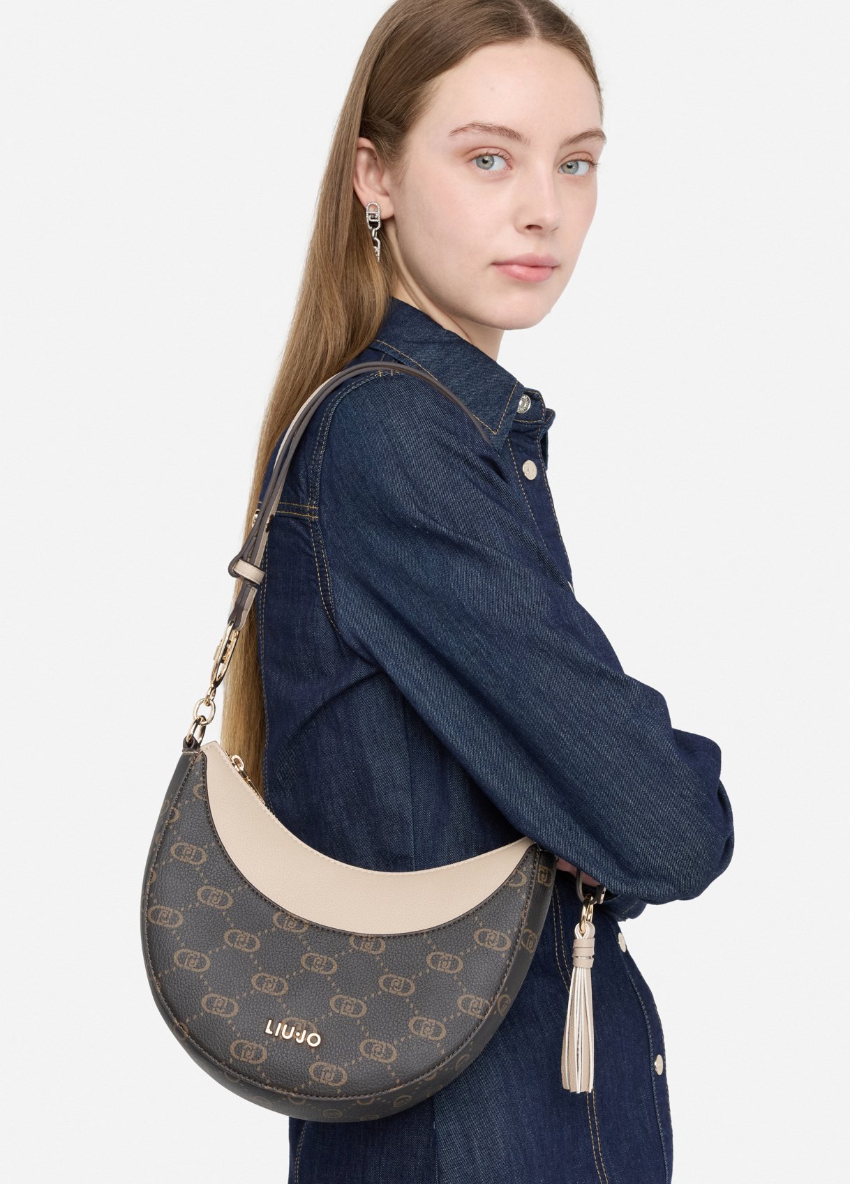 Mala de Ombro/Crossbody em Logo Castanho e Taupe - LIU JO  4