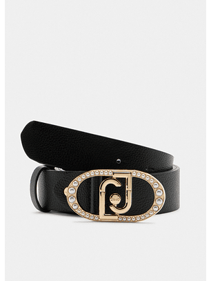 Cinto Preto Com Fivela com Pérolas -  LIU JO 