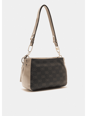 Mala de Ombro/Crossbody em Logo Castanho com Taupe - LIU JO