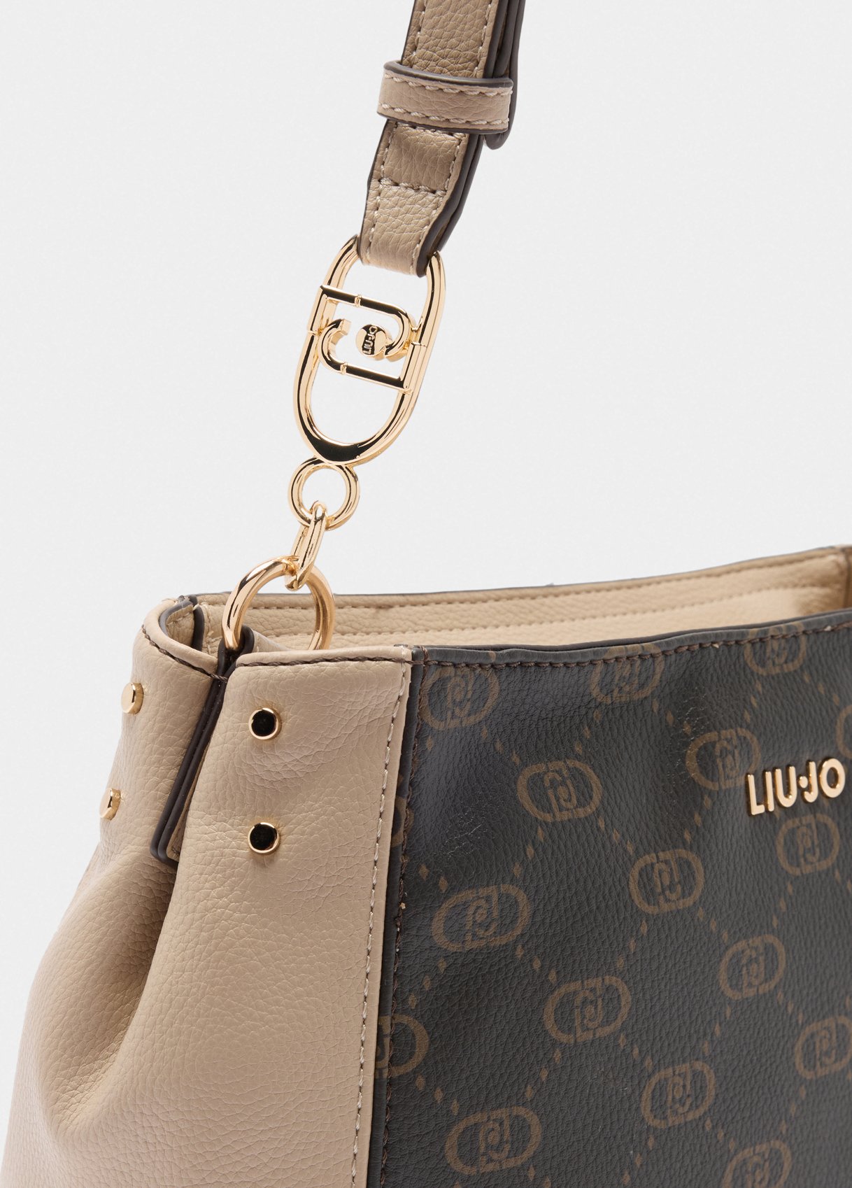 Mala de Ombro/Crossbody em Logo Castanho com Taupe - LIU JO 3
