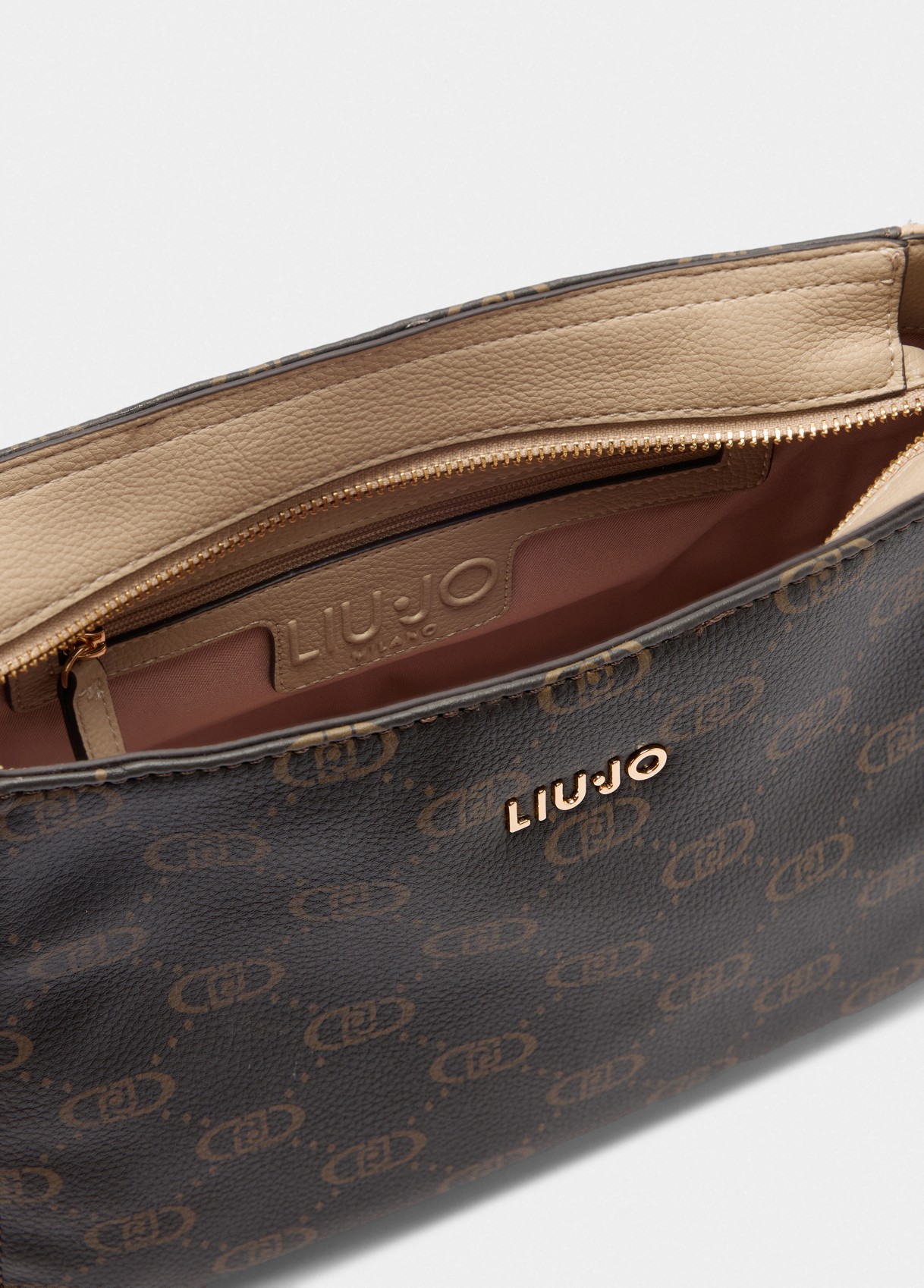 Mala de Ombro/Crossbody em Logo Castanho com Taupe - LIU JO 4