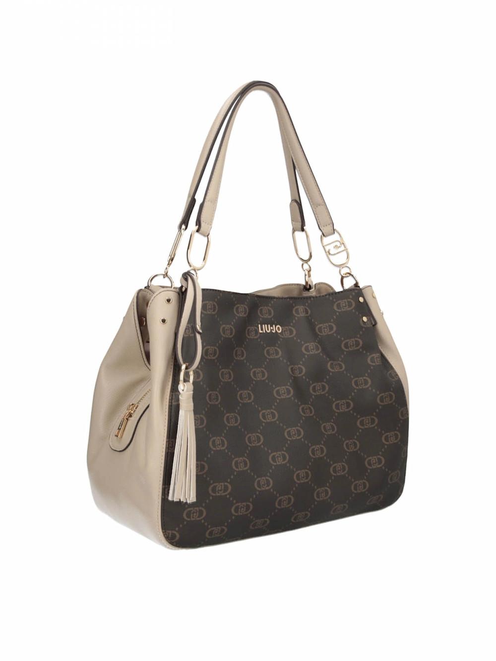 Mala de Ombro Com Logo e Taupe - LIU JO  1