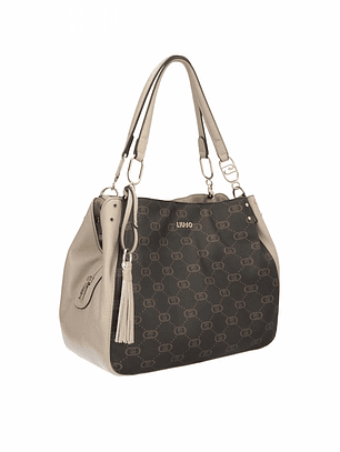 Mala de Ombro Com Logo e Taupe - LIU JO 
