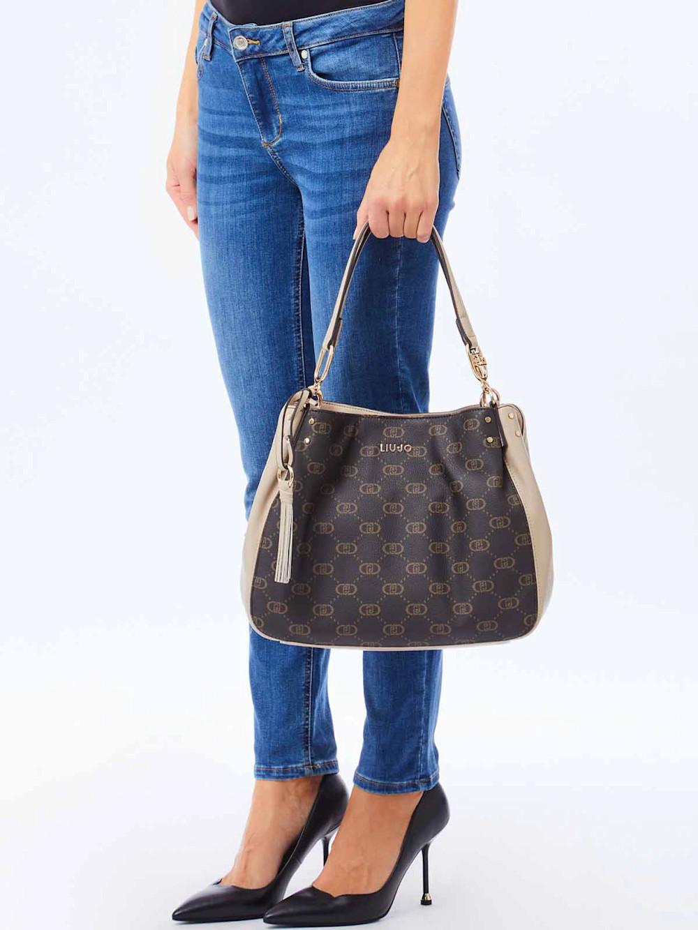 Mala de Ombro Com Logo e Taupe - LIU JO  2