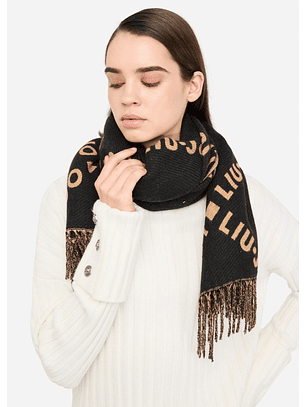 Cachecol Preto e Castanho Logo - LIU JO 